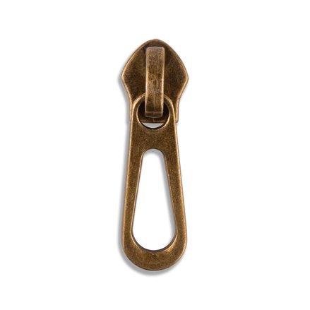 #5 Metallic Nylon Open Teardrop Zipper Pulls - 10/Pack - Antique Brass